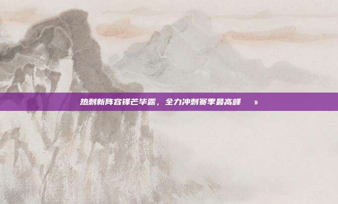 热刺新阵容锋芒毕露，全力冲刺赛季最高峰🗻  第1张