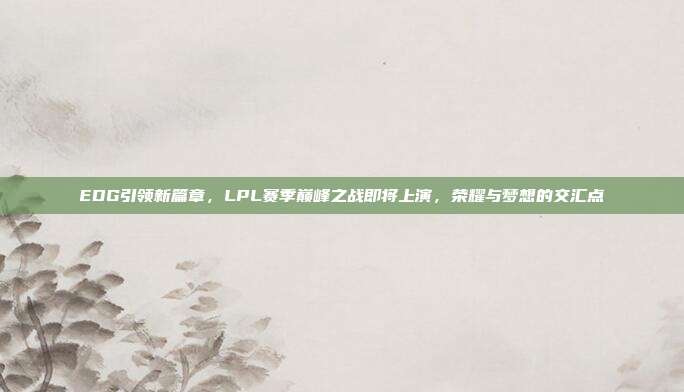 EDG引领新篇章，LPL赛季巅峰之战即将上演，荣耀与梦想的交汇点  第1张